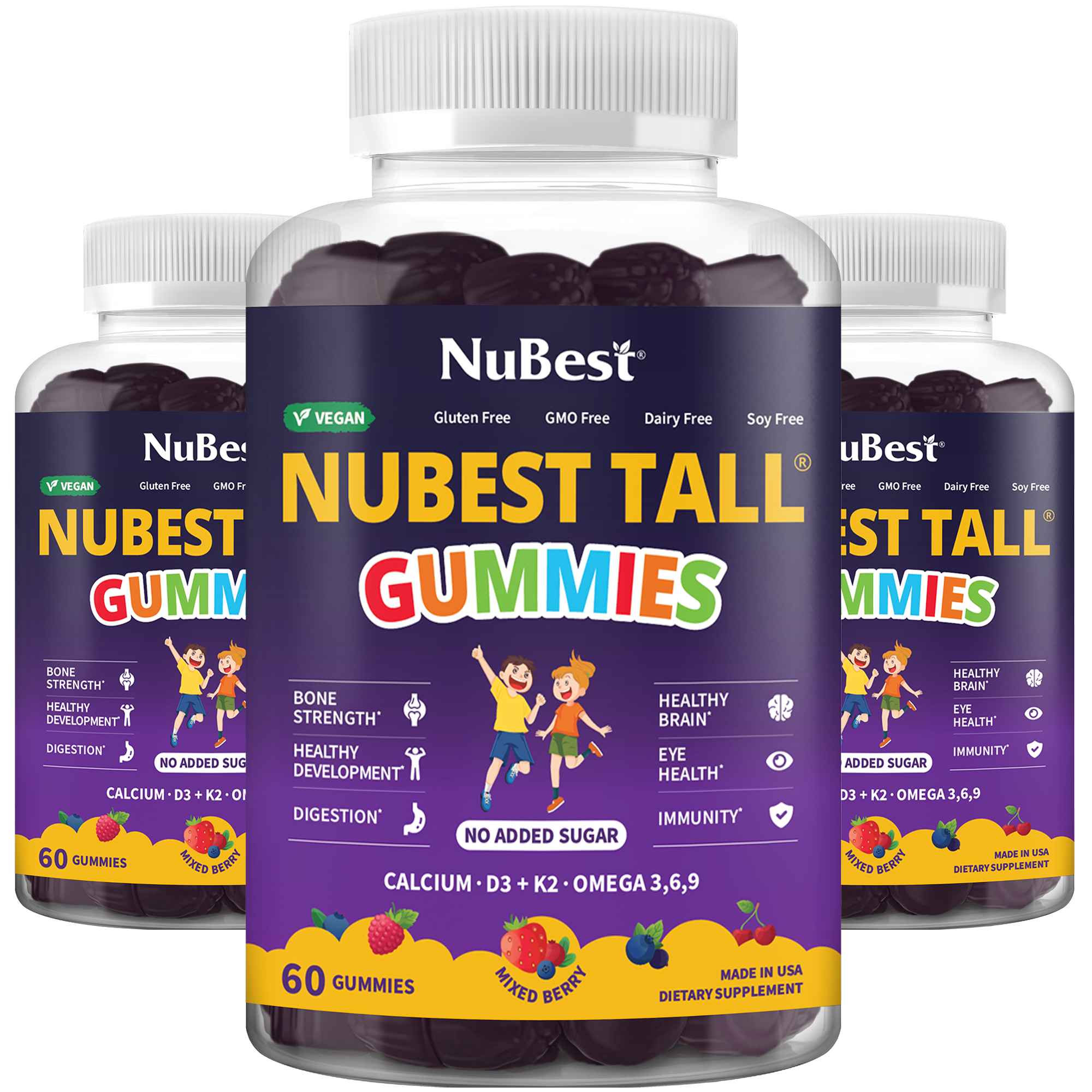A three-pack bundle of NuBest Tall Gummies offered at a lower per-bottle price
