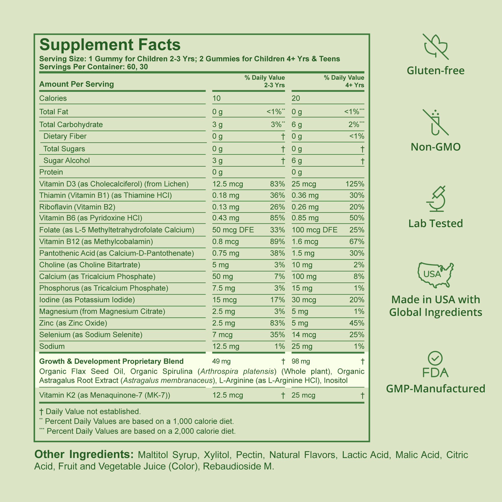 NuBest Tall Gummies nutrient and benefit detail