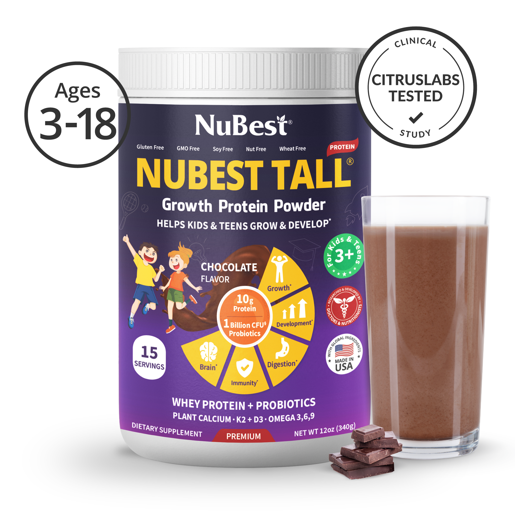 NuBest Tall Protein for Kids and Teens, Chocolate