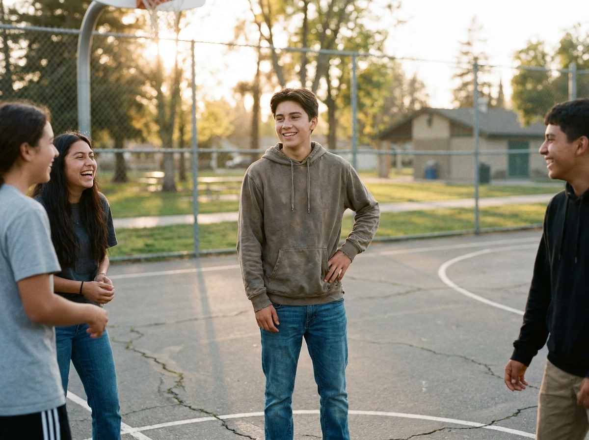 Confident teens together after sports.